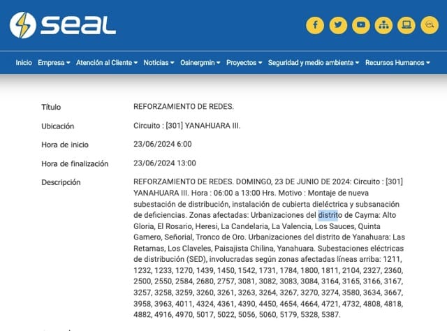 seal cortes de luz programados en arequipa 2024-06-23